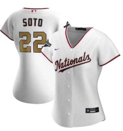 Women Washington Nationals 22 Juan Soto Nike White 2020 Jersey